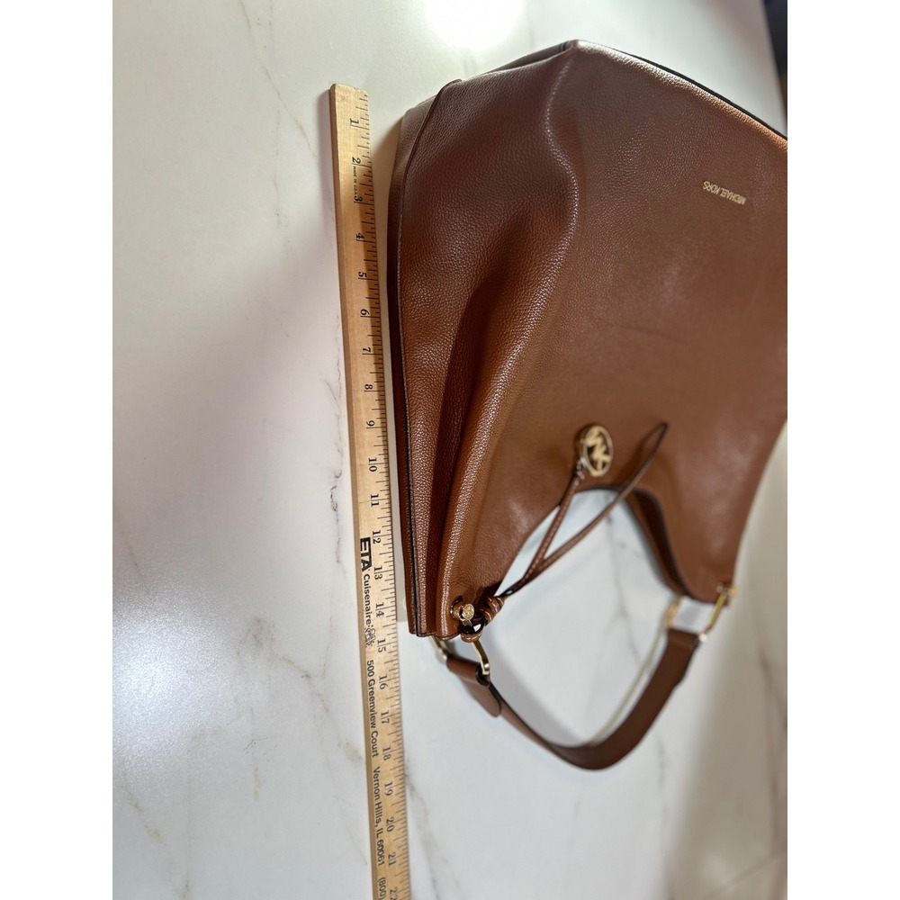 Michael Kors Luggage Brown Pebbled Leather Hobo Shoulder Bag Gold Hardware - Picture 6 of 11